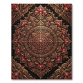 Intricate Crimson Floral Mandala Rug