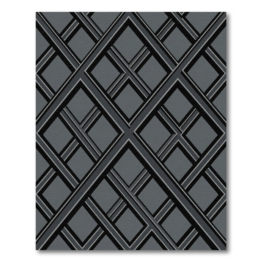 Charcoal Modern Geometric Interlocking Diamond Rug