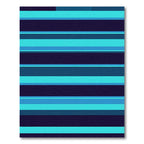 Modern Cyan and Navy Striped Art Rug