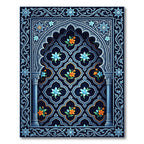Deep Navy Arabesque Floral Arches Rug