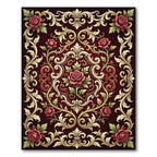 Regal Red Rose Acanthus Scroll Rug