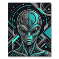 Futuristic Teal Gray Alien Geometric Radiance Rug
