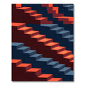 Red Blue Geometric Staircase Composition Rug