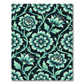 Teal And Cream Floral Vines Rug