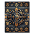 Golden Celestial Compass Geometric Art Rug