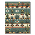 Southwestern Desert Cactus Geometric Stripe Rug
