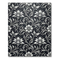 Silver Floral Scrollwork Dark Rug