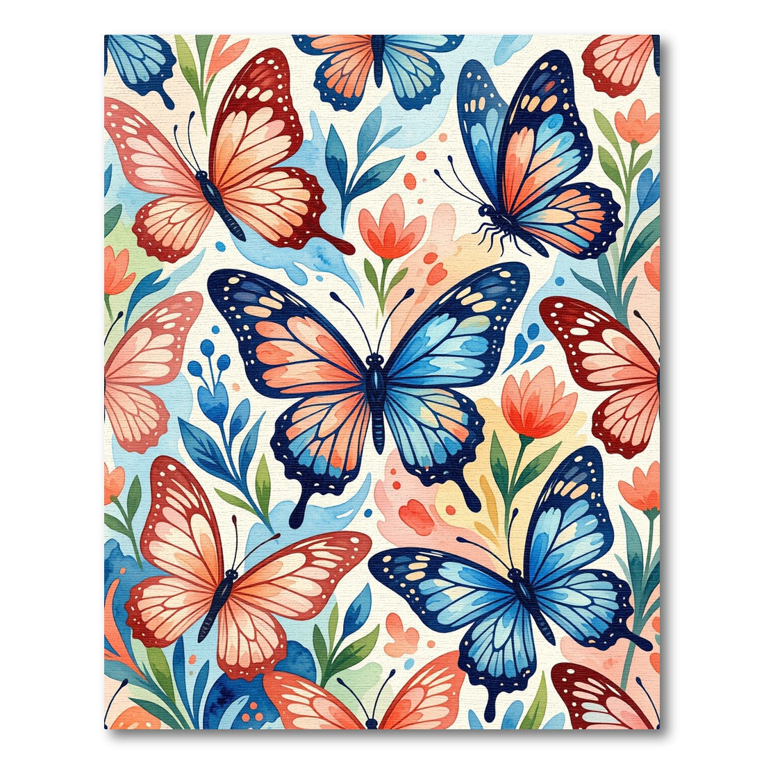 Whimsical Butterfly and Botanical Garden Art Rug