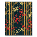 Golden Bamboo and Red Blossom Serenity Rug