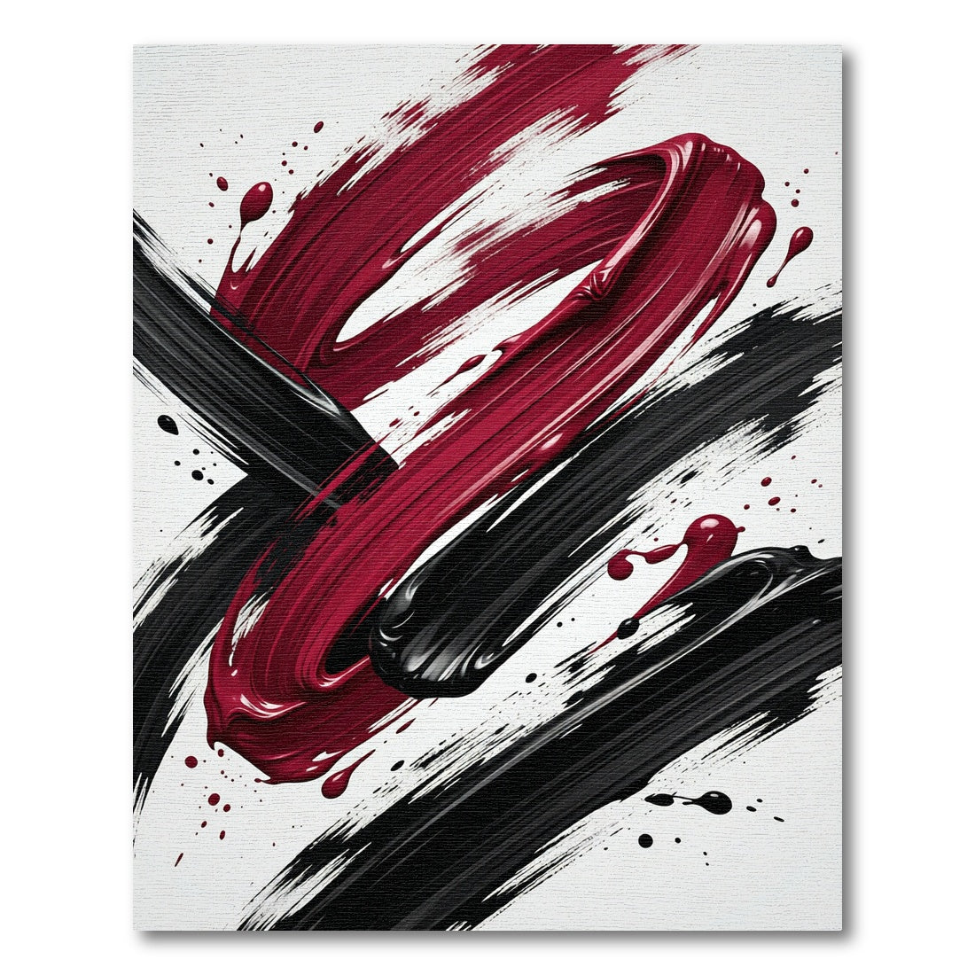 Bold Crimson and Black Abstract Swirl Rug