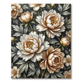Creamy White Peony Floral Garden Rug