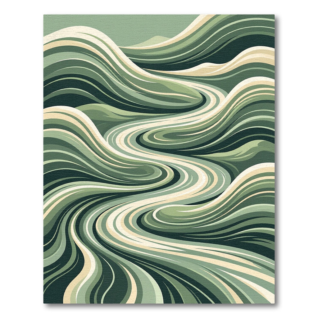 Earthy Sage Abstract Flowing Swirls Rug