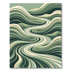 Earthy Sage Abstract Flowing Swirls Rug