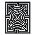 Modern Monochromatic Geometric Labyrinth Illusion Rug