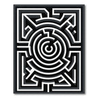 Modern Monochromatic Geometric Labyrinth Illusion Rug