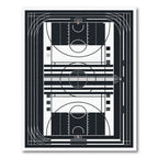Modern Monochrome Basketball Court Graphic Rug