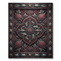 Ornate Crimson Sea Life Medallion Rug