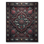 Ornate Crimson Sea Life Medallion Rug