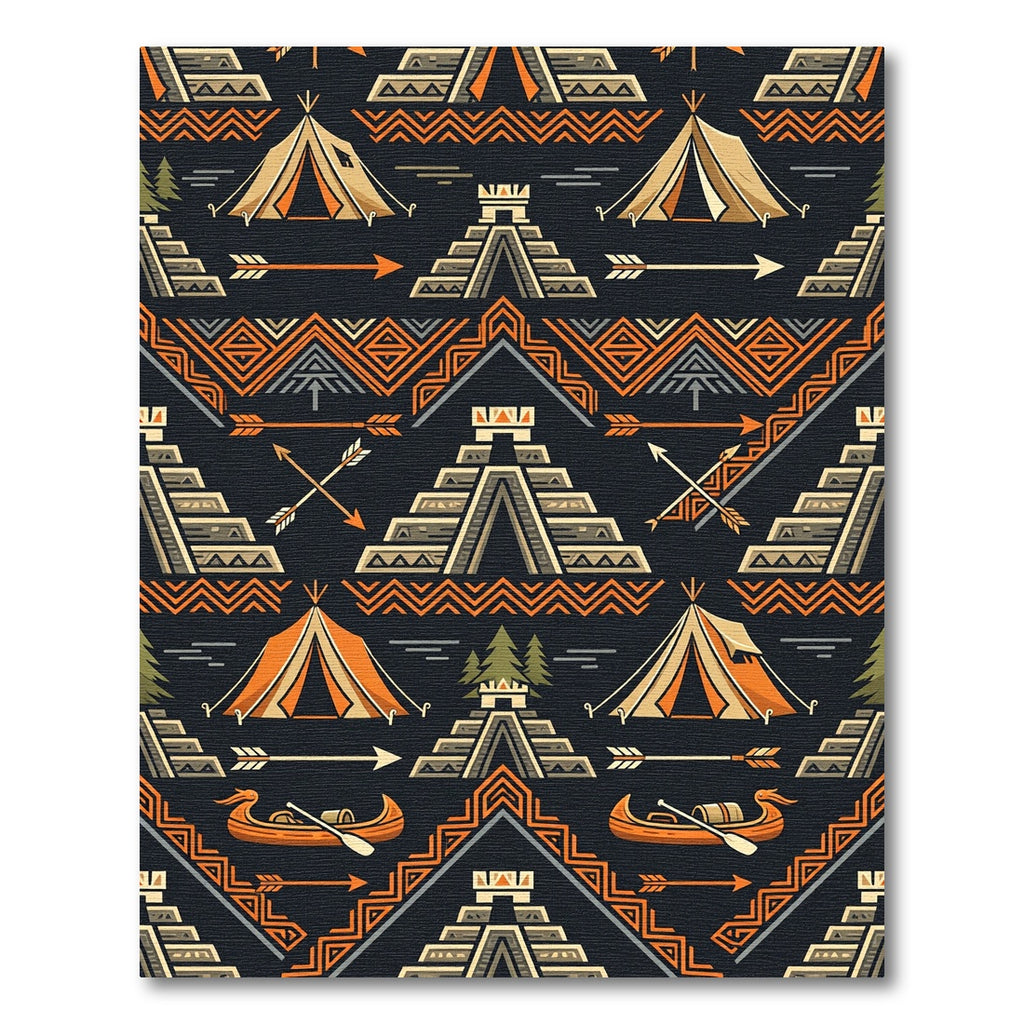 Geometric Aztec Totem Burnt Orange Rug