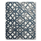 Sophisticated Midnight Geometric Lattice Grid Rug