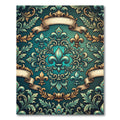 Teal Fleur-de-lis Ornate Scroll Tapestry Rug