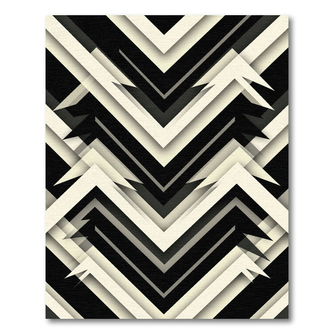Black White Chevron Layered Rug