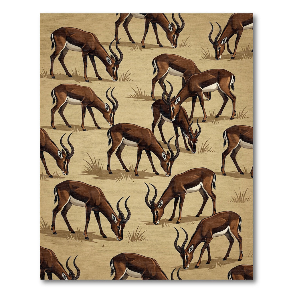 Earthy Brown Gazelle Antelope Wildlife Rug