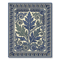 Deep Blue Scroll Leaf Grek Key Rug