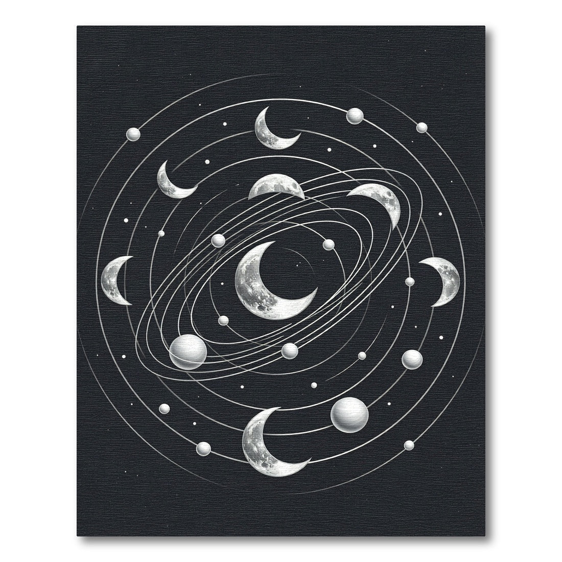 Celestial Lunar Orbital Monochrome Galaxy Rug