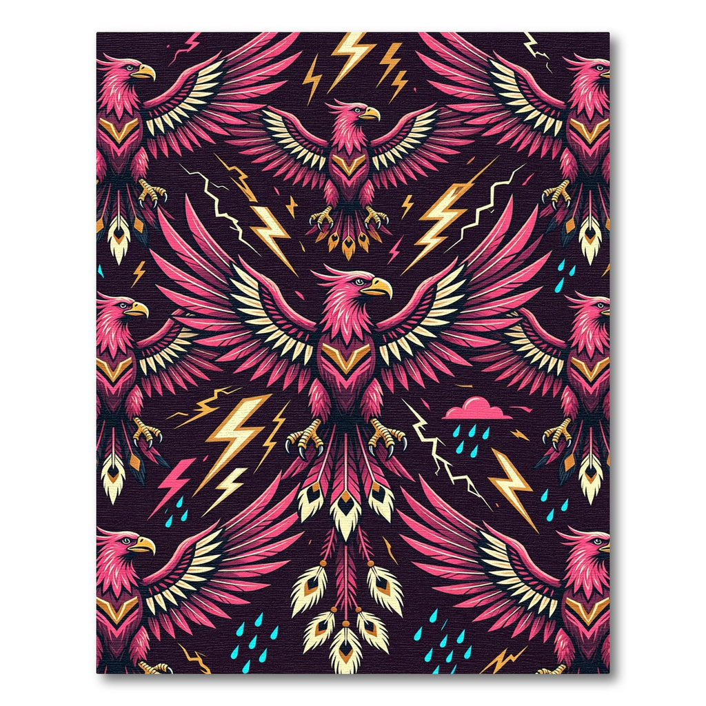 Vibrant Pink Eagle Lightning Storm Rug