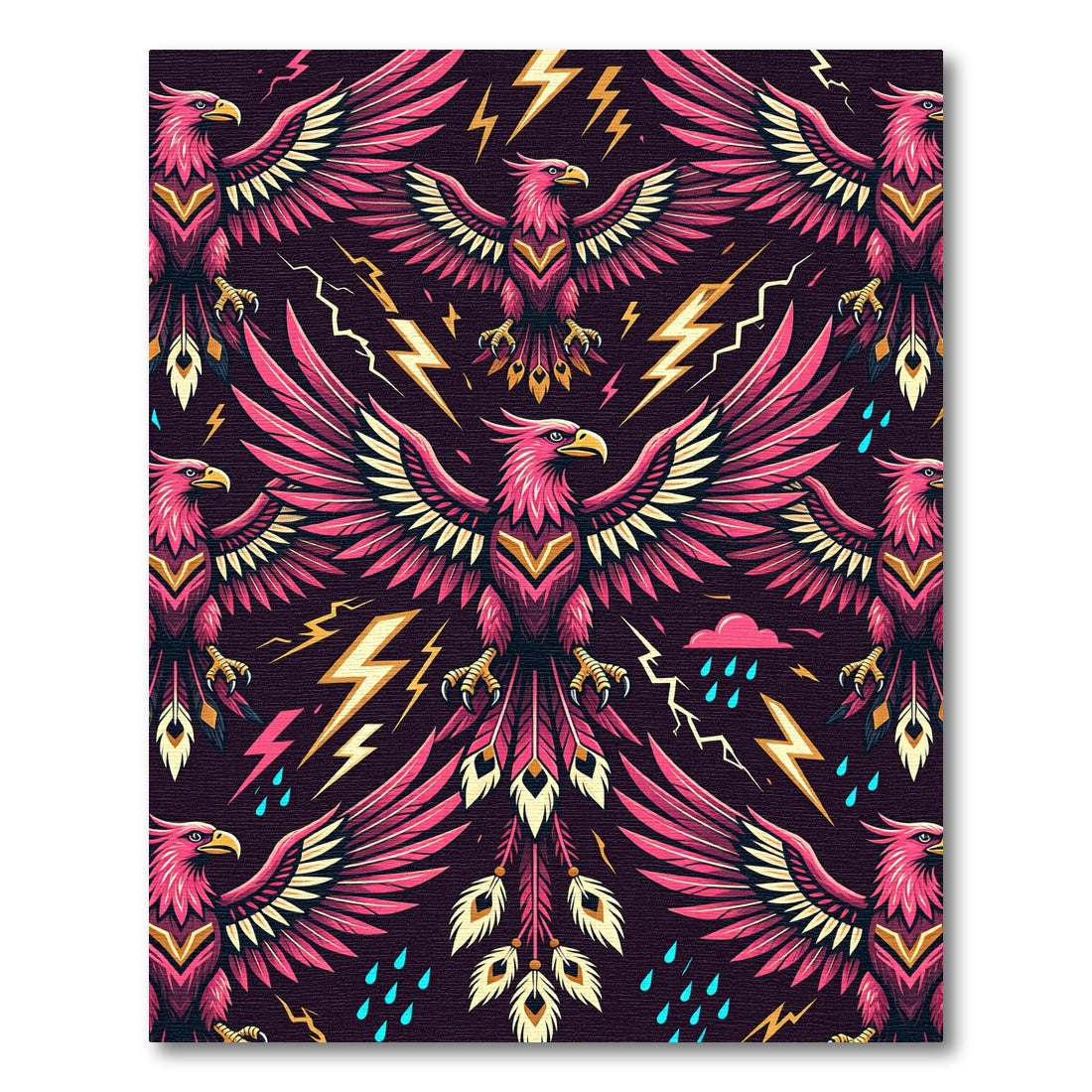 Vibrant Pink Eagle Lightning Storm Rug