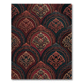 Ornate Crimson Damask Arched Medallion Rug