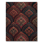 Ornate Crimson Damask Arched Medallion Rug