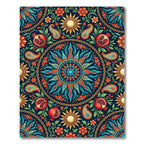 Vibrant Radiant Sun Pomegranate Floral Medallion Rug