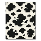Minimalist Black and Cream Cloudy Texture Rug