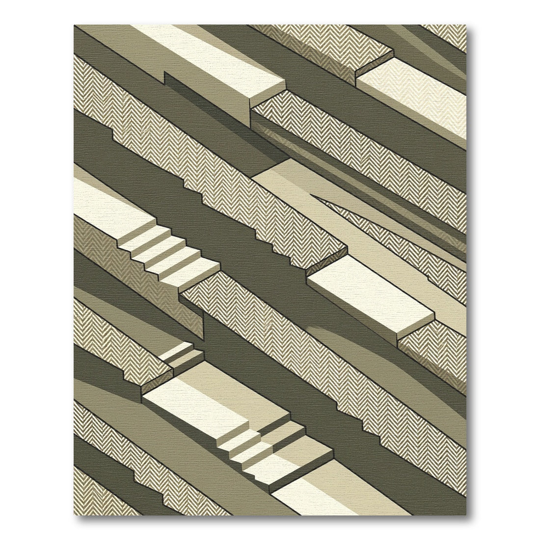 Monochromatic Geometric Stepped Motif Rug