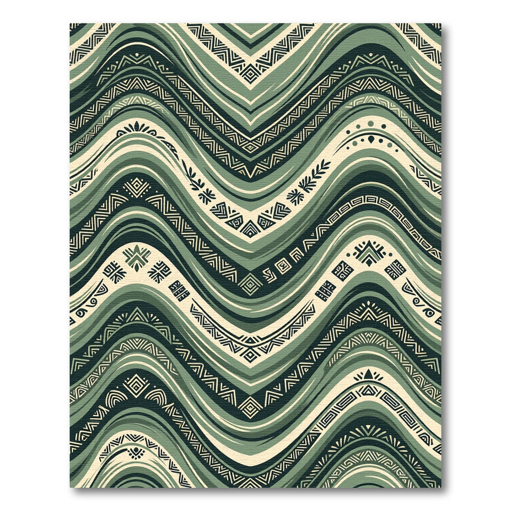 Sage Green Chevron Tribal Waves Rug