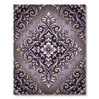 Elegant Violet Gold Floral Damask Rug