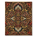 Elegant Golden Scroll Damask Art Rug