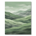 Ethereal Sage Green Layered Mountain Landscape Rug