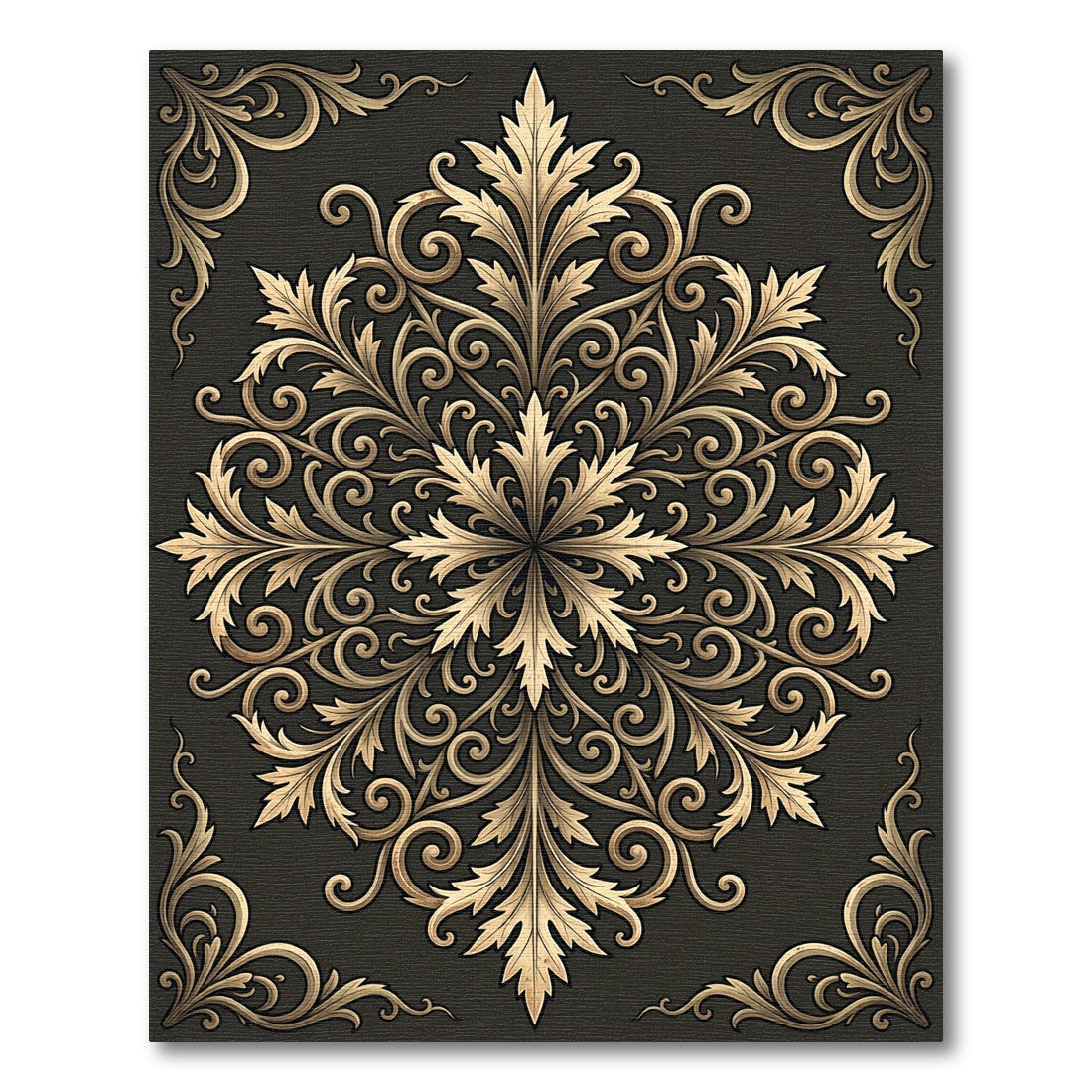 Regal Gold Acanthus Leaf Medallion Rug