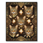 Gilded Art Deco Feline Portrait Rug