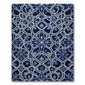 Deep Blue Geometric Fern Lattice Rug