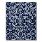 Deep Blue Geometric Fern Lattice Rug