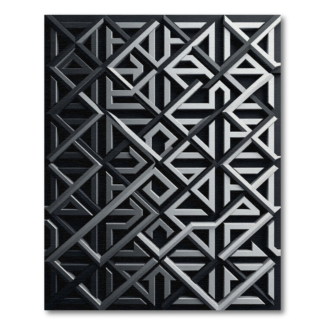 Monochromatic Geometric Lattice 3D Art Rug