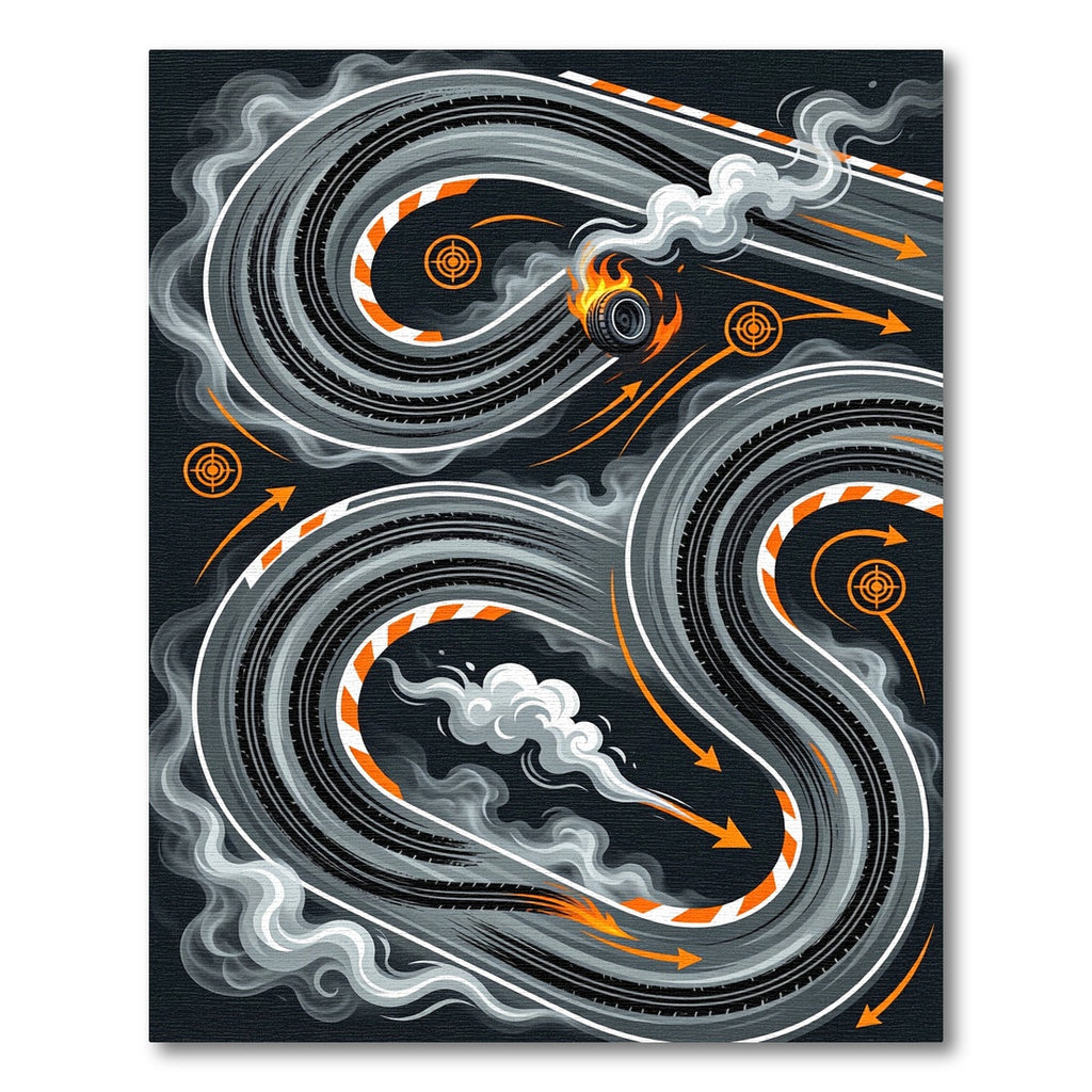 Dynamic Drift Tire Smoke Racing Track Rug