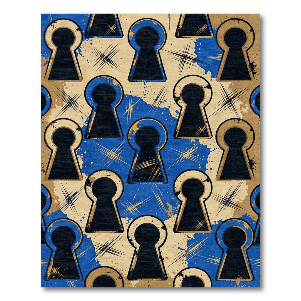 Keyhole Art With Blue Splatter Rug