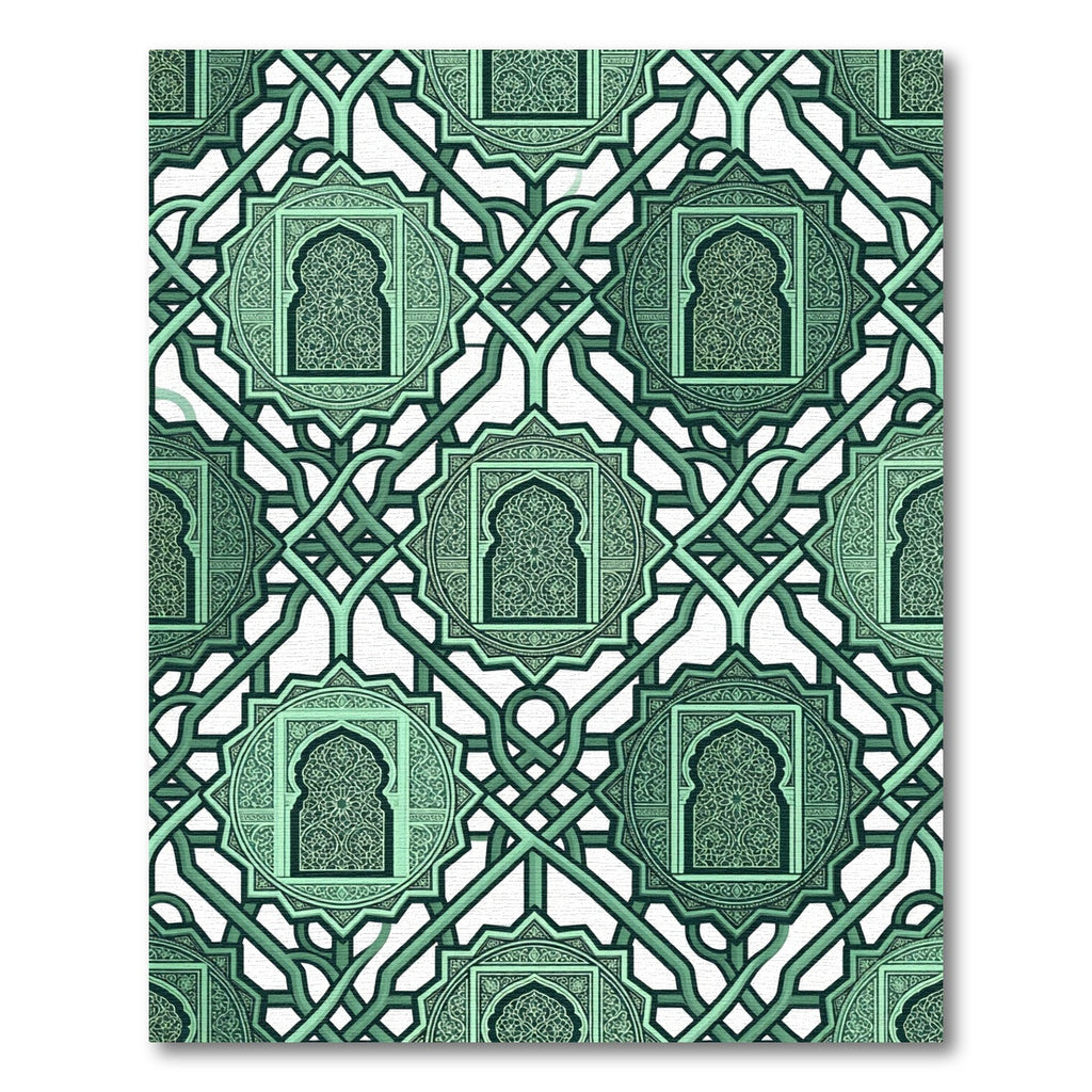 Mint Green Interlocking Geometric Archways Rug
