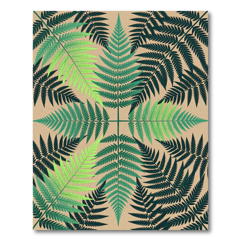Green Fern Foliage Pattern Rug