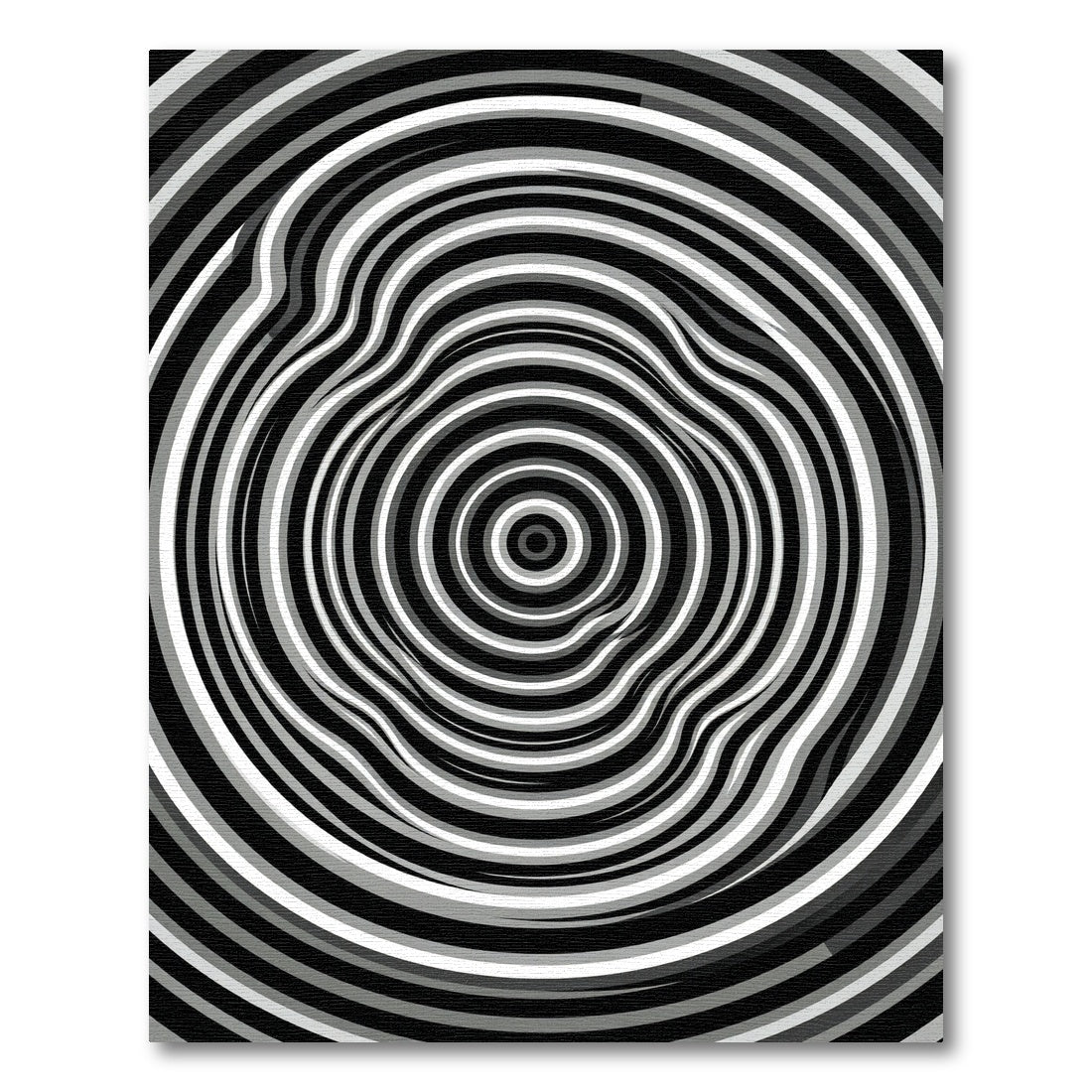 Monochrome Concentric Rippled Circle Abstract Rug